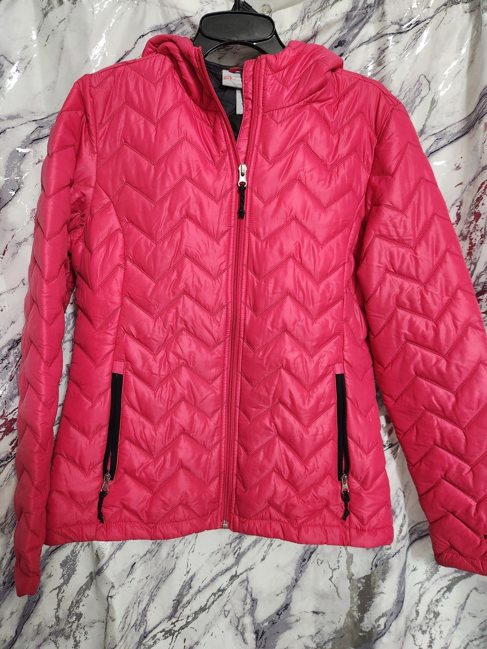 Free Country Quilted Hooded Puffer Jacket in Bright Pink
